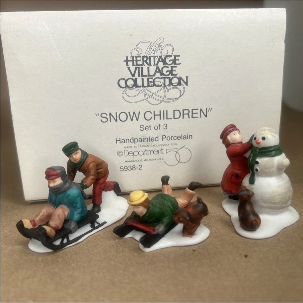Vtg Department 56 The Heritage Village Collection “Snow Children” In Box
